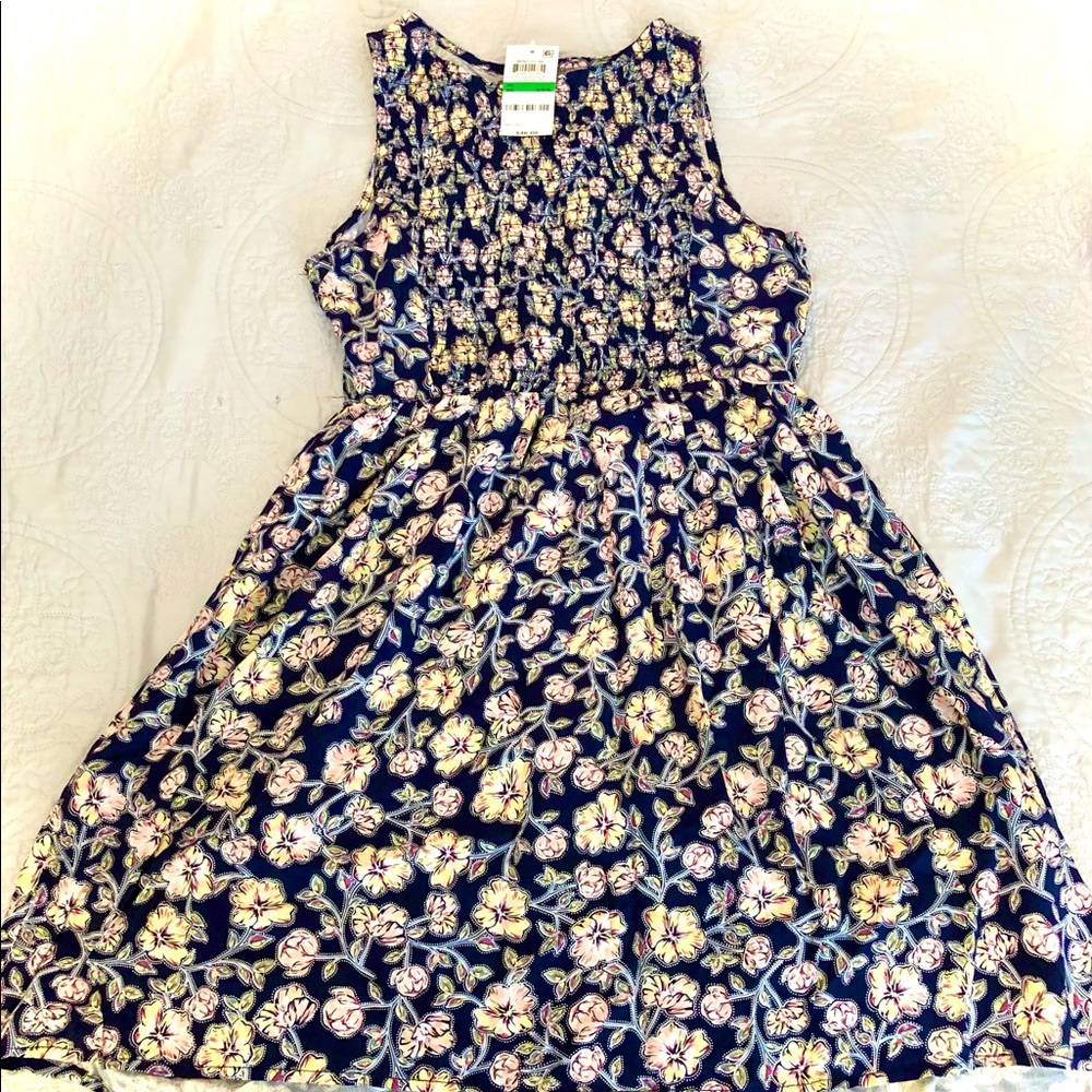 Macy’s Flower patterned black dress